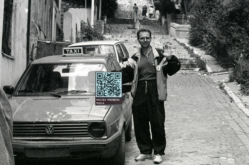Miomir Mile Plakalovic con il suo taxi, 1992-1995